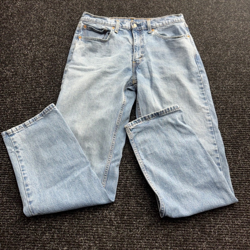 Levis 550 Relaxed Fit Tapered Leg Light Wash Blue Denim Jeans Mens 34x34
